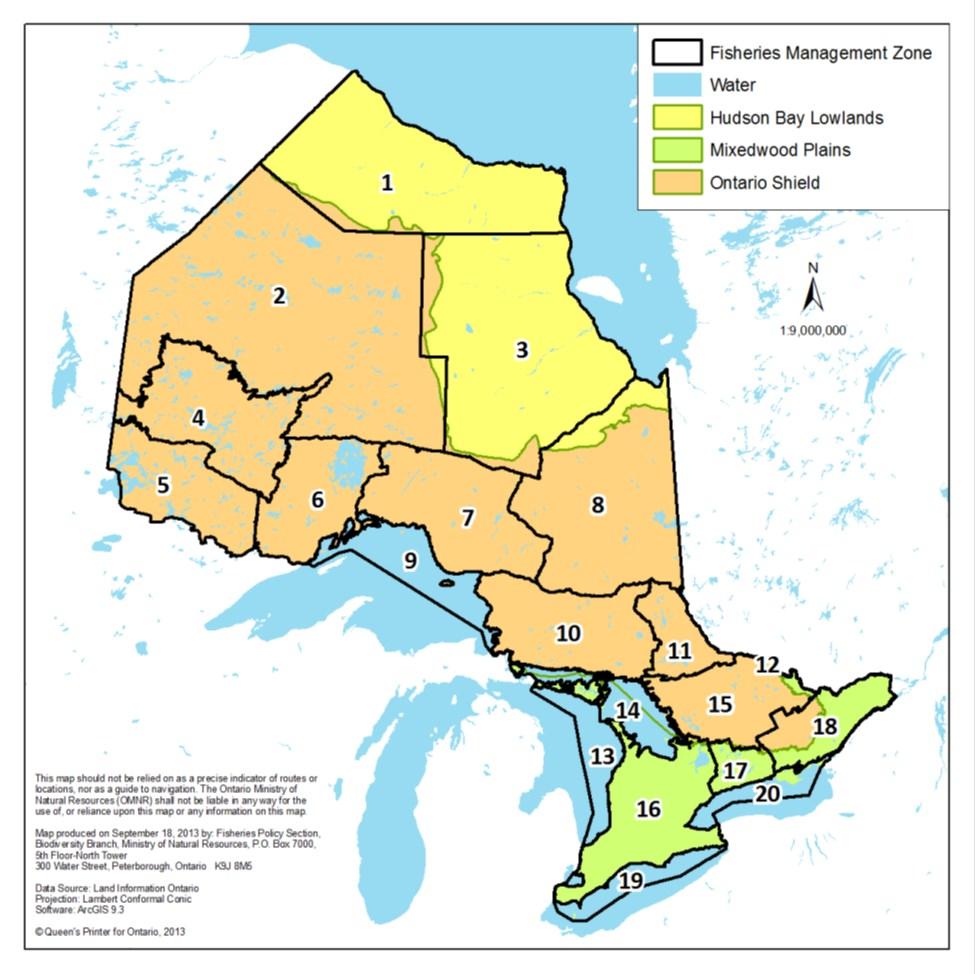 Fisheries Management and Decision Making in Canada s Inland Waterways of Ontario 14 Figure 2: Ontario's 20 Fisheries Management Zones overlaid atop