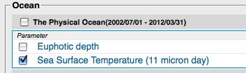 Part 2. Sea Surface Temperature 1. From the Student Climate Data website (http://studentclimatedata.unh.edu), click on the Ocean Data tab at the top of the page. 2. Under Tools and Data in the left panel, click DICCE Portal to bring you out to the NASA DICCE data portal.