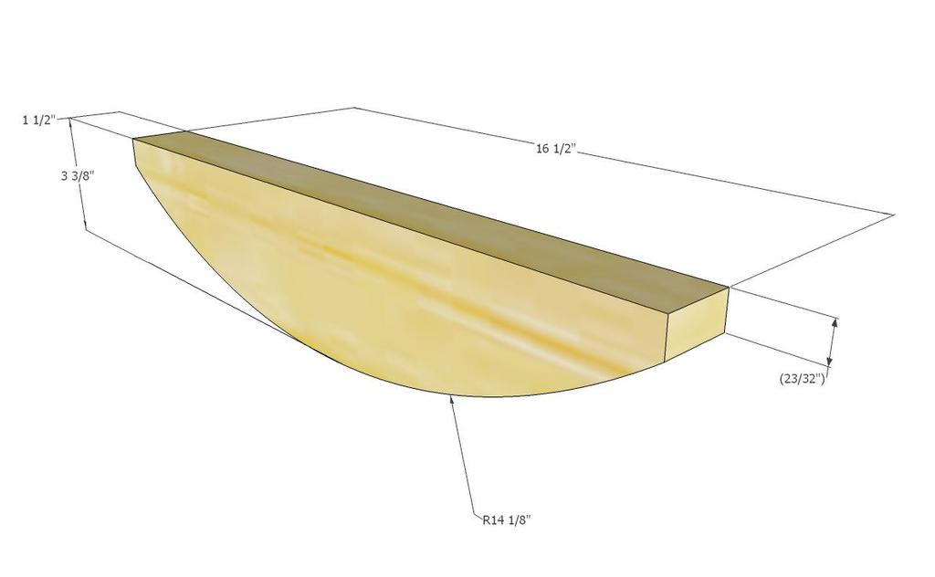 Dimensions of the Rocker s Bottom Half for the 2002 Paddle One, Qty