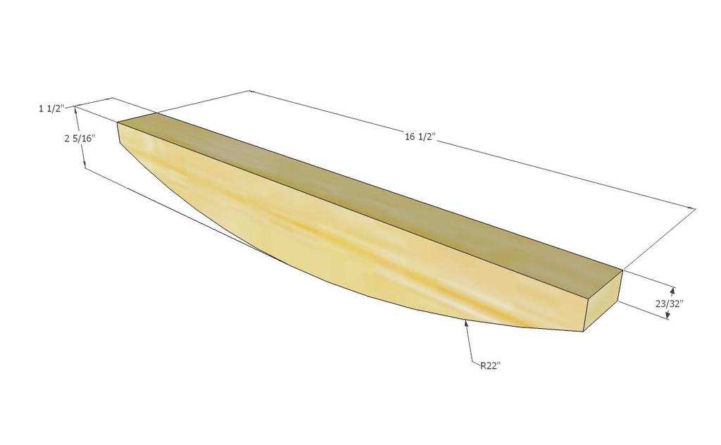 Dimensions of the Rocker s Bottom Half for the Current Paddle One,