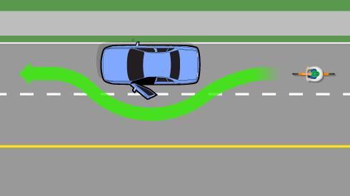 Cyclists, be prepared to slow down or stop for passing vehicles that may merge back into your lane too early.