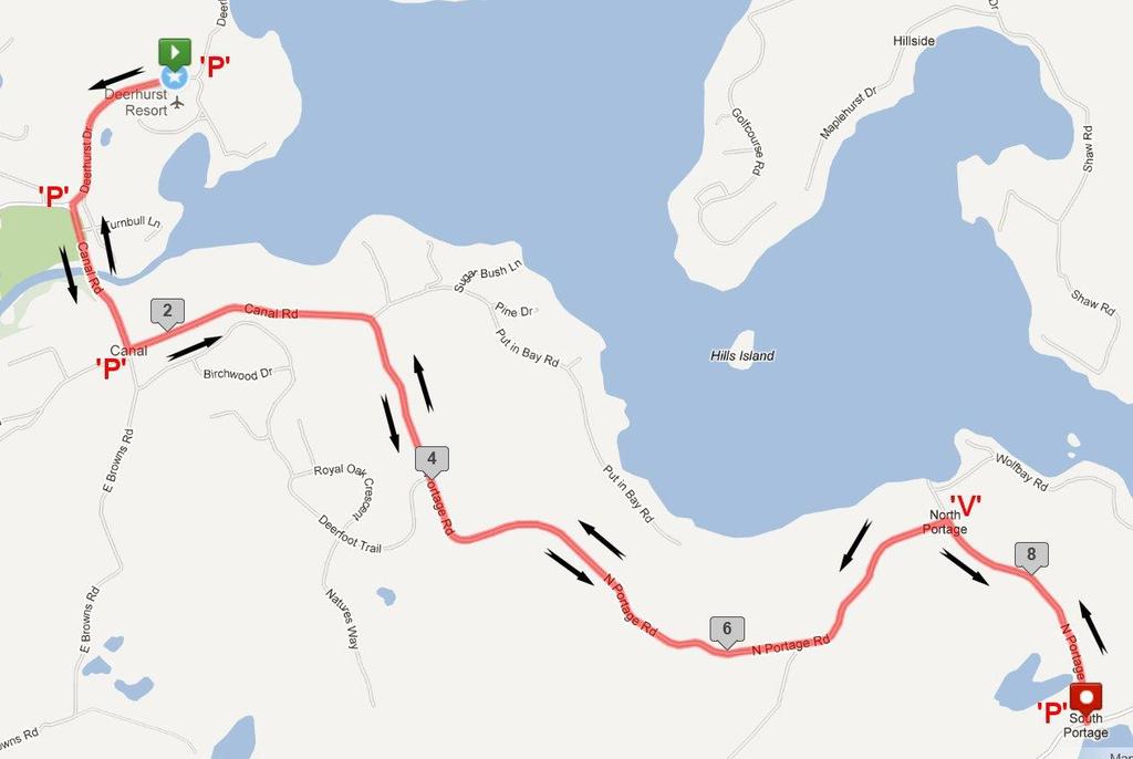 Lake Of Bays Road Race Start and Finish Map (8.