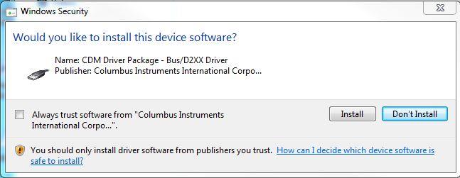 Next the USB driver will be installed: Click the install button.