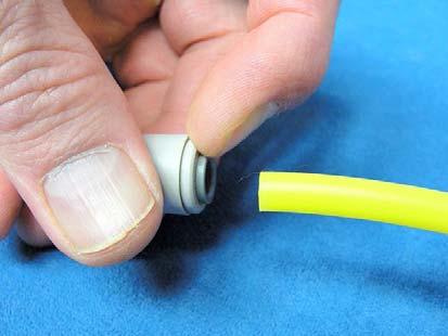 To make a connection, ensure there are no frayed edges on the end of the tube. If required, trim the end of the plastic tube with a sharp implement (tube cutter preferred) as square as possible.