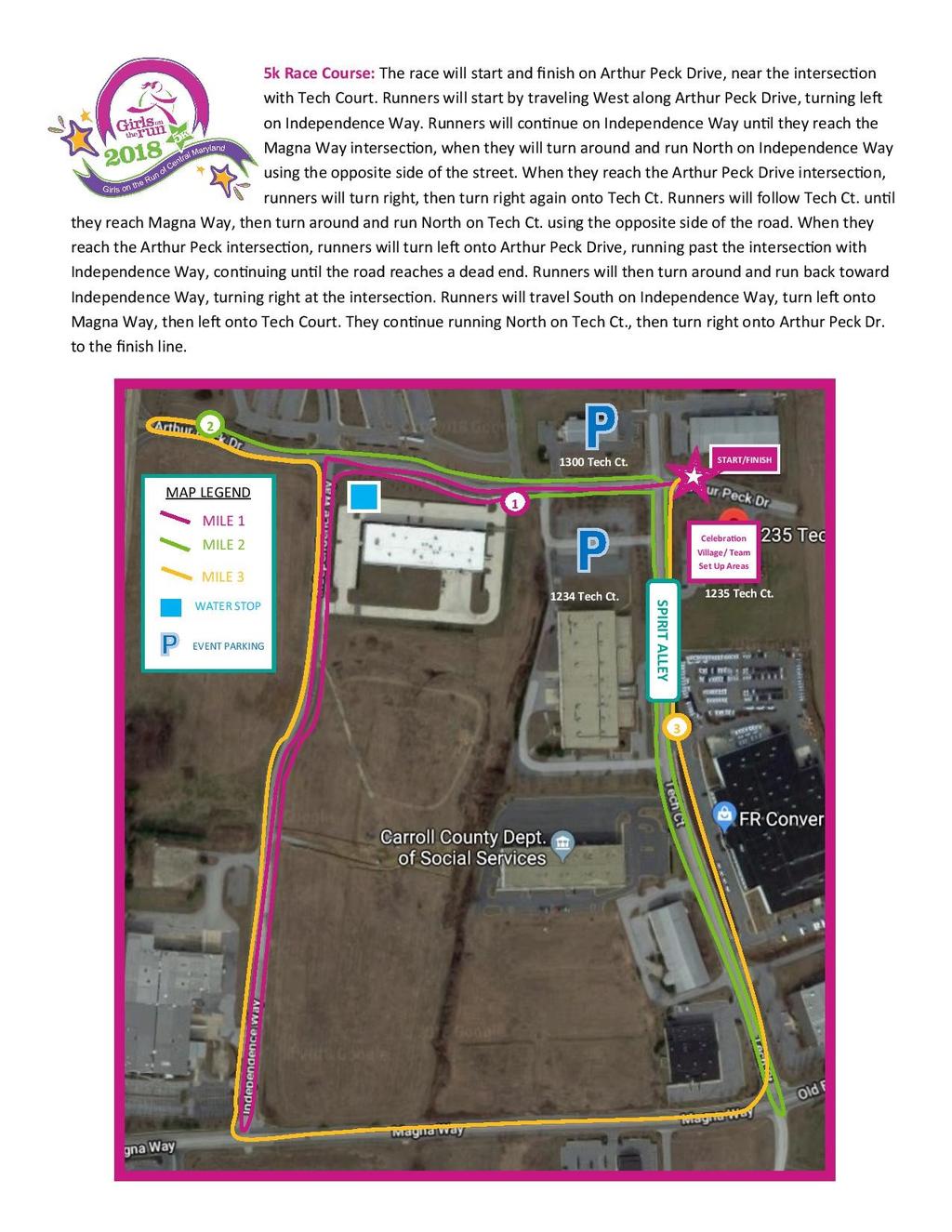 Where: 1235 Tech Court Westminster, MD 21157 It is important to be on site and ready to run by 7:45 am to line up for our wave start. Those who arrive later than 7:45 am MAY NOT BE PERMITTED TO RUN.