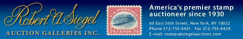 Archives Perpetual Calendar Currency Converter Today in History All Resources Submit for Sale My Siegel sale 992: United States Stamps TO BE OFFERED THURSDAY THRU FRIDAY, JUNE 24-25, 2010 LEARN ABOUT