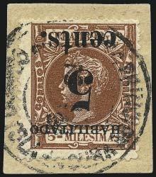 Page 2 of 4 2721 CUBA, Puerto Principe, 1898-99, 5c on 5m Orange Brown, Inverted Surcharge (188a).