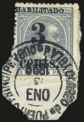Fifth printing, horizontal pair of Positions 2-3, right stamp "eents" variety, tied on green piece by double-circle datestamp,