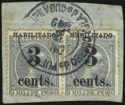 1898-99, 3c on 1m Blue Green, Inverted Surcharge (201a).