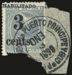 Page 3 of 11 2740 CUBA, Puerto Principe, 1898-99, 3c on 1m Blue Green, Inverted Surcharge (201a).