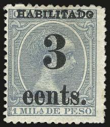 Juhring and Robertson, signed Bloch (Image 500 375 2742 CUBA, Puerto Principe, 1898-99, 3c on 1m Blue Green, Inverted Surcharge