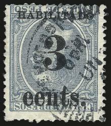 Page 4 of 11 2743 CUBA, Puerto Principe, 1898-99, 3c on 1m Blue Green (202).