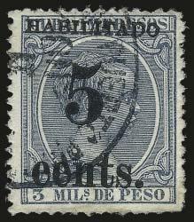 Page 8 of 11 2755 CUBA, Puerto Principe, 1898-99, 5c on 3m Blue Green (216).