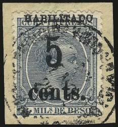 Very Fine, scarce and desirable, Eugene Klein backstamp (Image 1,000 500 2756 CUBA, Puerto Principe, 1898-99, 5c on