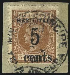 Page 6 of 7 2716 CUBA, Puerto Principe, 1898-99, 5c on 3m Orange Brown, Inverted Surcharge (186a).