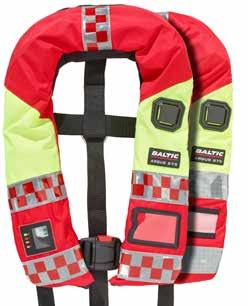 SAR is equipped with an integrated safety harness which has stainless steel attachment D-rings on the front and back, double crutch strap, two large fleece-lined pockets, one with a velcro closure