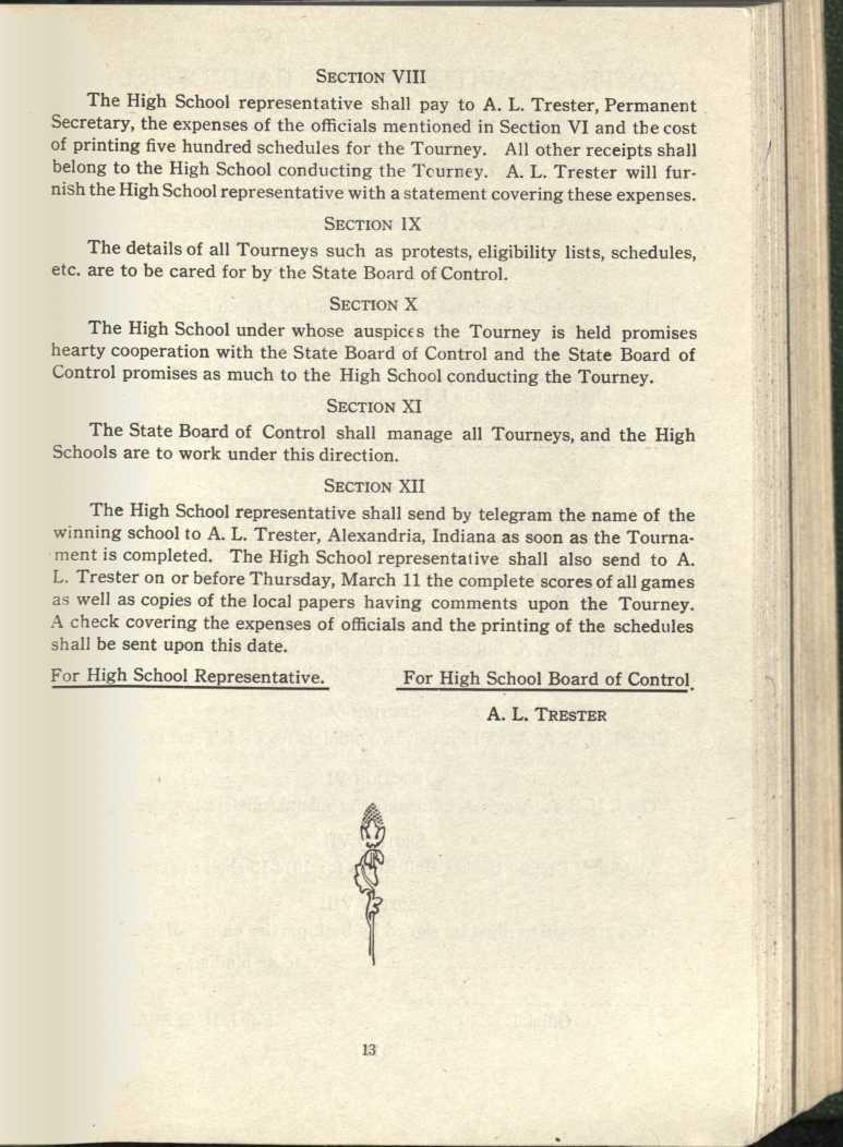 SECTION VIII The High School representative shall pay to A. L.
