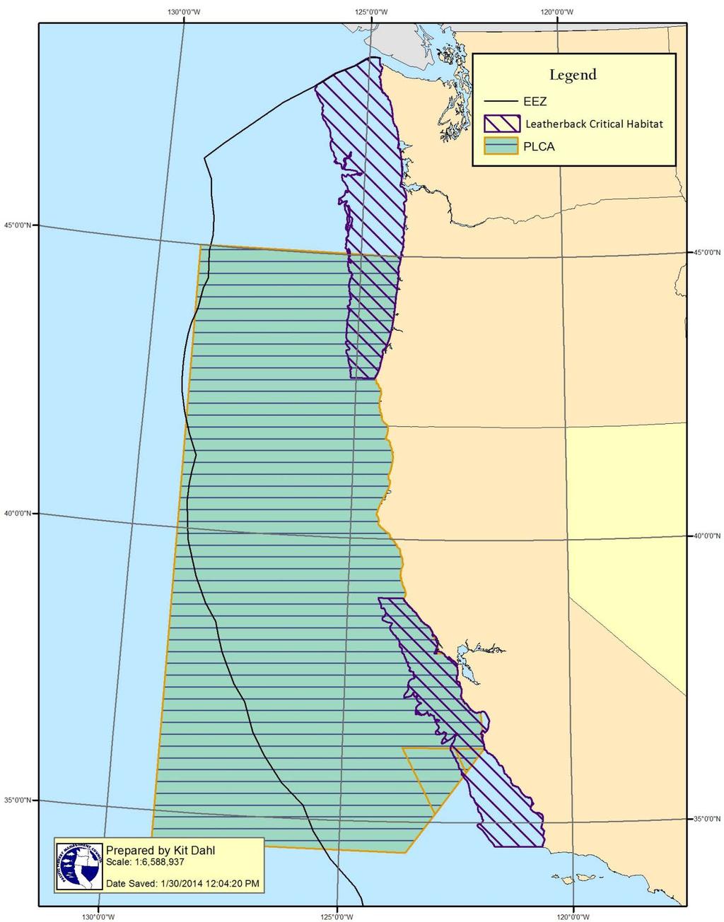 Figure 1. PLCA and leatherback critical habitat.