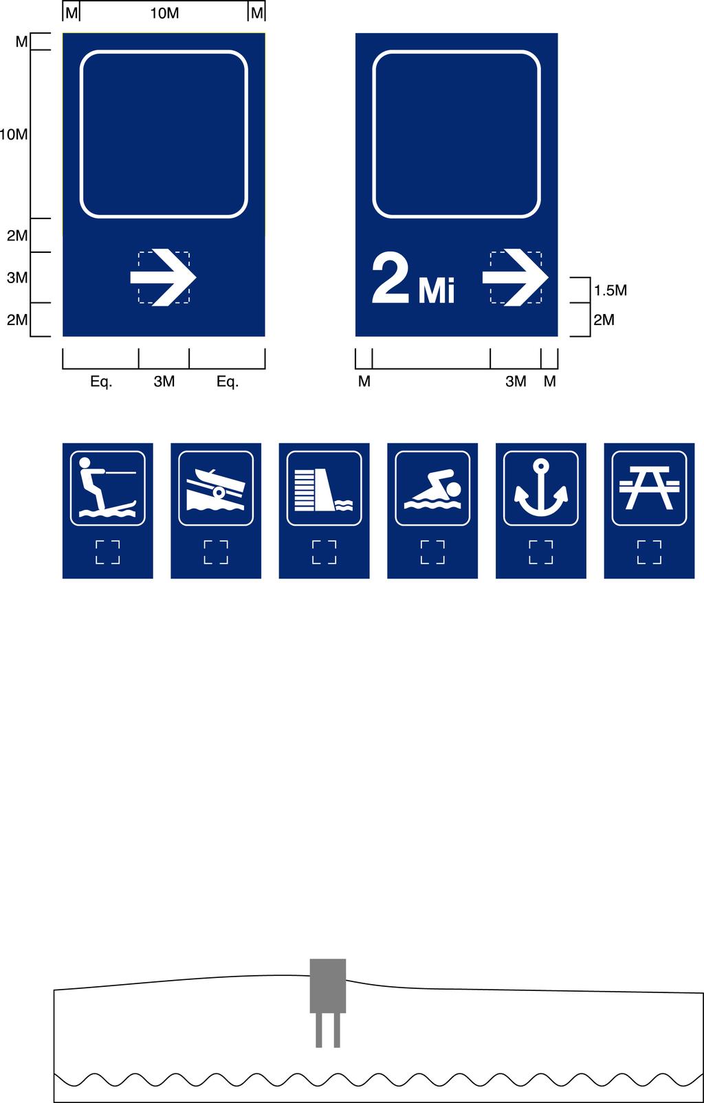 EP 31016a Lake Symbol Guide s These guide signs are used to eliminate the need for guide and identification signs with worded legends, and any commercial signing being placed along Corps lakes and