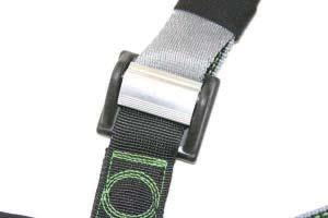 In addition, the black outside and grey colored inside make identifying twisted straps when donning the harness easier.
