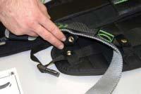 seat pad is facing towards the back of the harness,