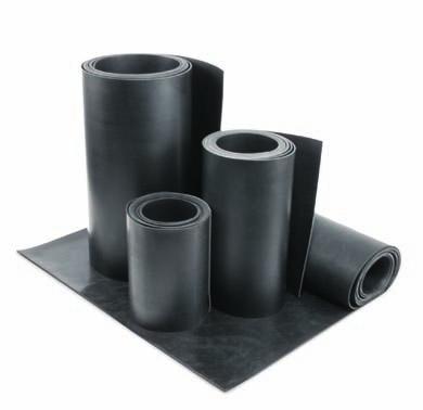 RUBBER SHEETING Universal reinforced and non-reinforced black neoprene rubber sheeting for applications such as header baffles and airport hangar doors. Partial rolls available.