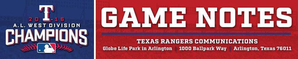 Houston Astros (40-16) at Texas Rangers (26-30) RHP Brad Peacock (2-0, 2.13) vs. LHP Martin Perez (2-5, 4.19) Game #57 Home #30 (17-12) Sun., June 4, 2017 Globe Life Park in Arlington 2:05 p.m. (CDT) FSSW / 105.