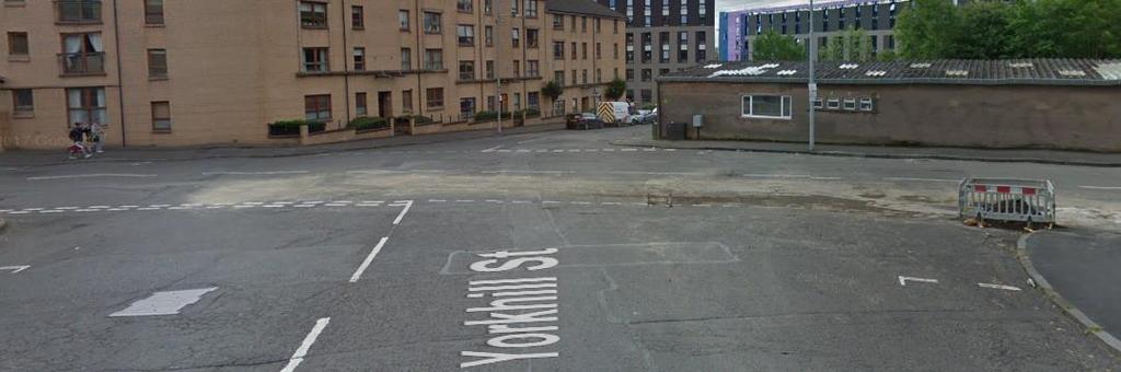 3.8) Yorkhill Street and its junction with Gilbert Street Here cyclists could turn left on to Haugh Road or right towards Gilbert Street.