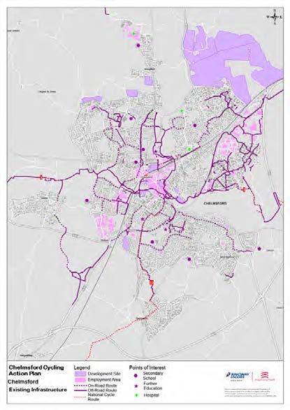 Existing Network Provision and Barriers Existing Infrastructure Despite having one of the most extensive cycle networks within Essex, there are several gaps in the Chelmsford network that restrict