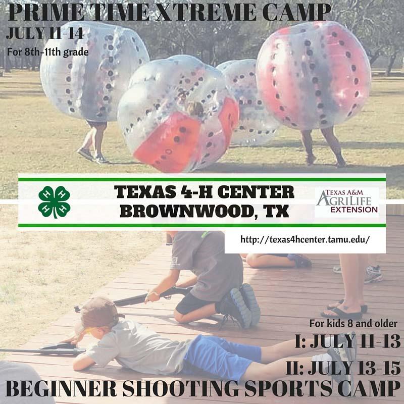 They will also get to participate in their favorite events from the Texas 4 -H Center such as challenge course nightly dances, and team challenges. Registration: texas4hcenter.tamu.