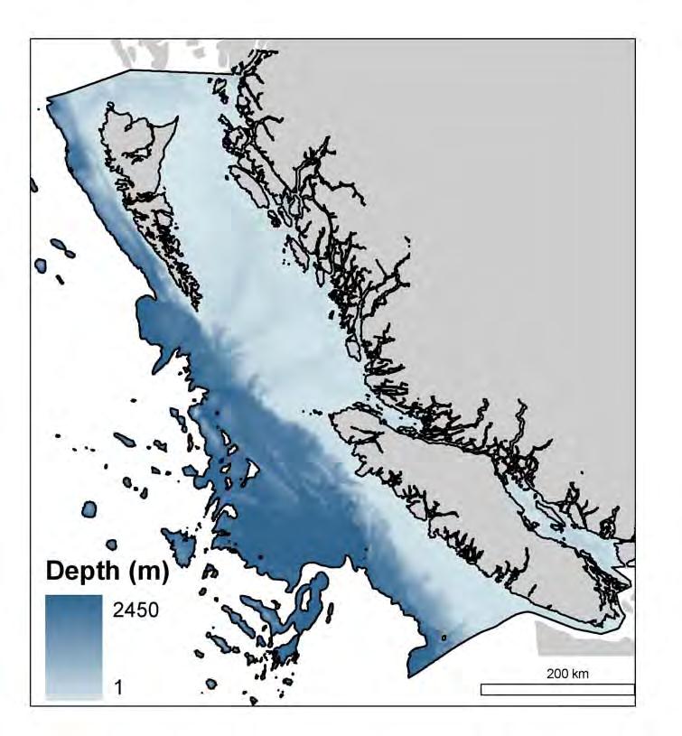 Suitable Habitat: Environmental data 2450m depth cutoff 500 m x 500 m grid Bathymetry Slope