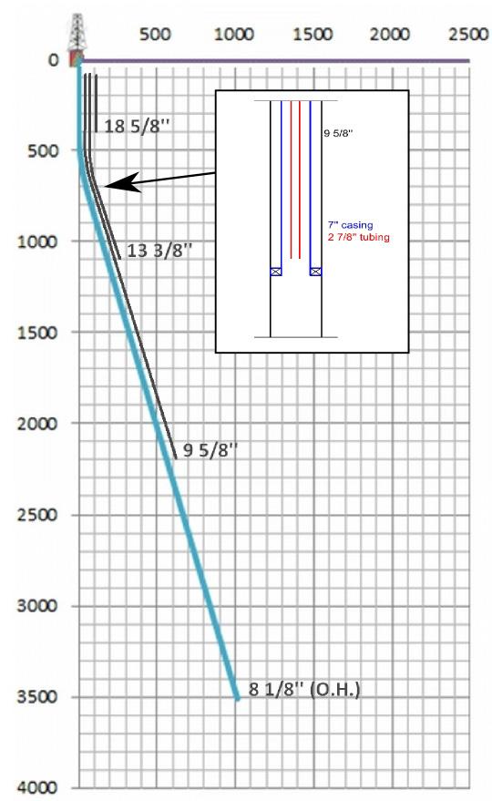 Figure 2. Schematic of proposed injection well and completion design. Table 1. Summary of Injectivity range evaluated in study. Injectivity Index (t/hr/bar) Low estimate Injectivity (t/hr/bar) 1.