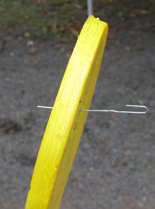 Left most penetration (marked as 1) shows target when supported on a hinge type mount where it is about 15 degrees from vertical.