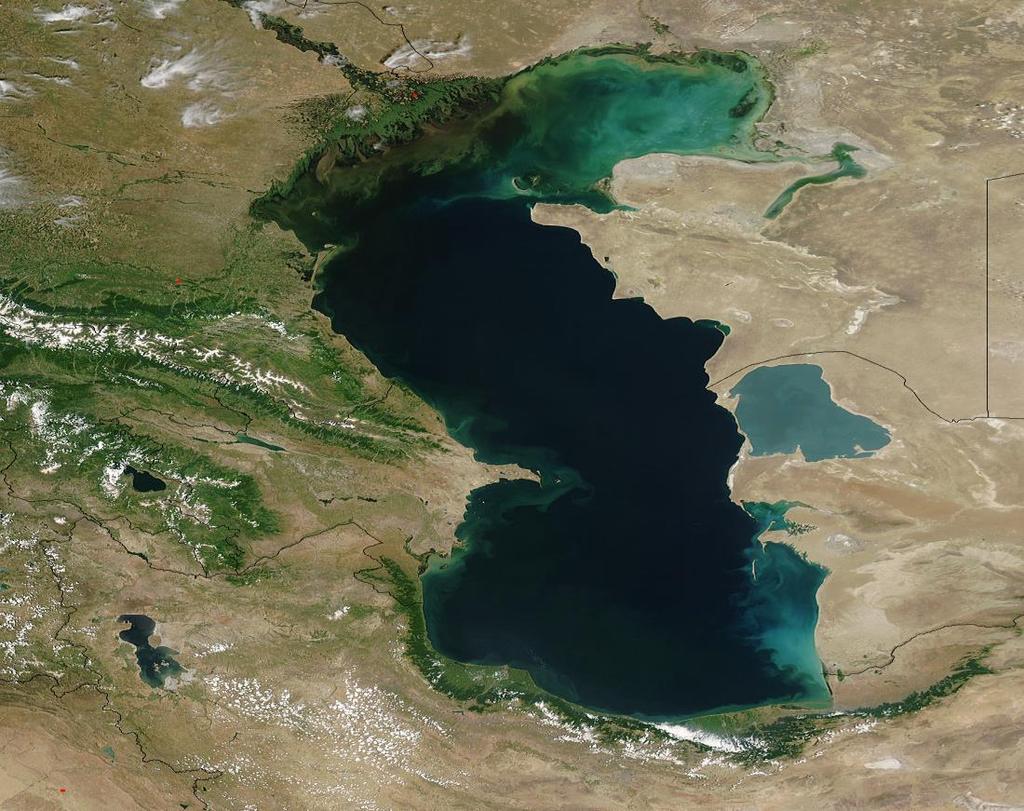 Introduction of the Caspian Sea Total area: 393 000 km 2 Perimeter: 6379 km Long: 1200 km; width: 310 km Russia Current: counter clockwise