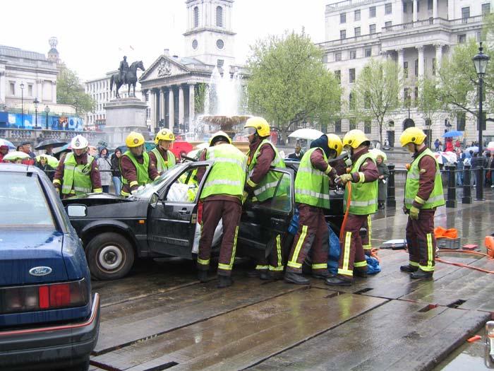 we worked with the City of Westminster, London's emergency services and other road safety groups to stage a crash reconstruction in the heart of Trafalgar Square.