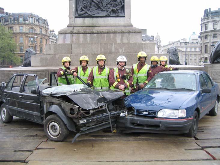Fire Brigade at Trafalgar Square crash reconstruction Surveys It is important for us to measure the success of the Partnership in terms of casualty reduction but also changes in driver behaviour and