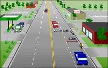 Multilane arterial road (2 lanes per direction) Curb lane width is 4.