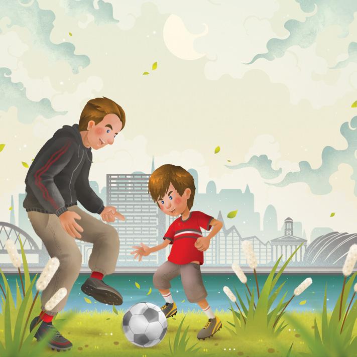 With his dad by his side and the ball at his feet, they played in the garden and outside on the