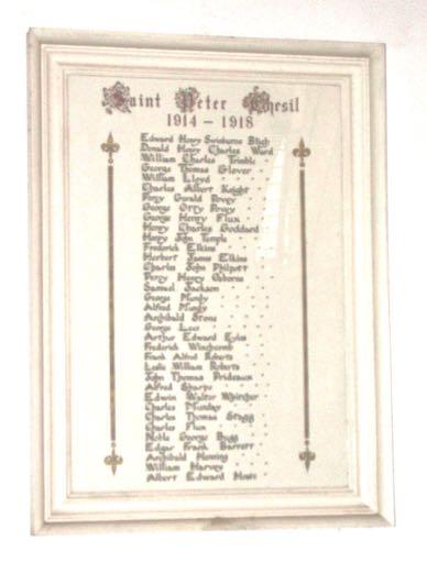 (a) All Saints Church, Winchester Fig 18 Memorial board outside St Peter, Chesil Courtesy of The Hampshire Chronicle: Hampshire Record Office: Richard Sawyer Collection: 32M94/3/25 Fig 19 Memorial