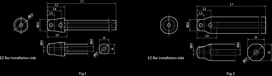 EZHST Applicable Sleeve NOT Adjustable Stock Dimension (mm) Ød1 ØD1 ØD ØD3 Ød H L1 L L3 L4 L5 Drawing Applicable EZ Bar EZH 0171ST80 017ST100 1 0170ST10 1.