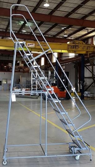 Fall Prevention System Rolling Ladders Rolling safety ladders of 8 with hand rails will be used to perform preventative maintenance and general inspection of the boom and other elevated devices on