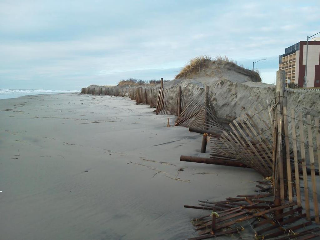 Figure 4. View taken from 3 rd Avenue looking south along the dune toe on March 7, 2013 following Winter Storm Saturn. The beach was flattened by the storm waves and surge.