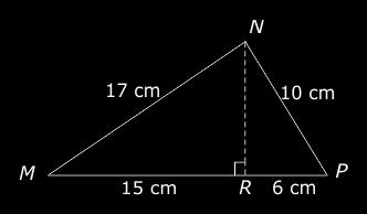 141. What is the perimeter of the following figure? A. B. C. D. 142. In the figure below is MNP. What is the area of MNP? A. 84 cm 2 B. 105 cm 2 C.