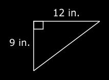 156. What is the length of the hypotenuse in the right triangle below? A. 8 in. B. 15 in. C. 20 in. D. 21 in. 157. What is the value of n in the figure below? A. 7.0 ft B. 10.9 ft C. 13.0 ft D. 17.
