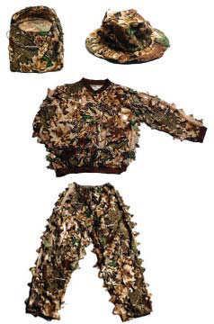 suit is designed to be a complete Turkey Hunting Package Including: Camo Boonie hat, Face Mask,