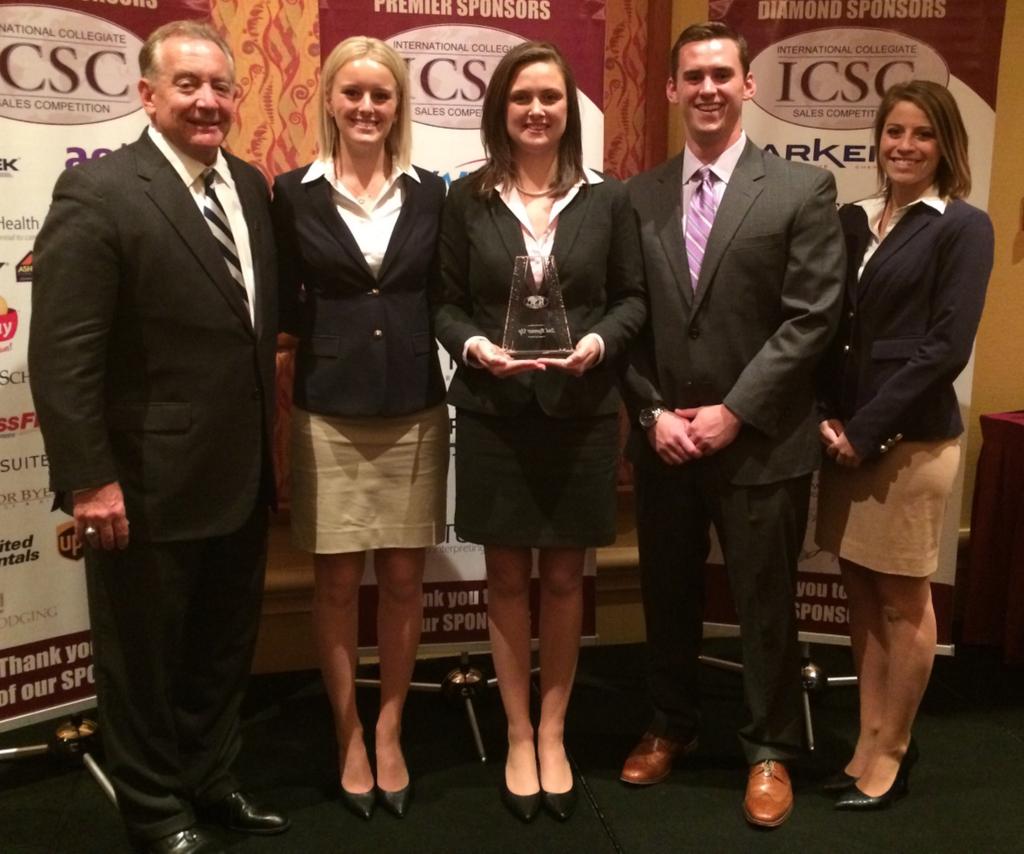 International Collegiate Sales Competition Team Pictured (L-R) Wayne Noll, Staci Edwards, Lakota Campbell, Mac Morse, Macy Dalton Texas State University was the only university that has advanced to