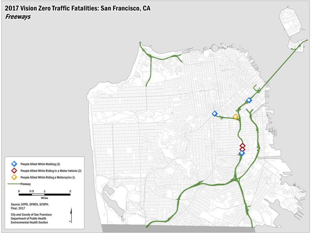 APPENDIX B FATALITIES ON FREEWAYS AND IN THE PRESIDIO Six people ( people walking, people riding in a motor vehicle, and person riding a motorcycle) were killed in transportationrelated collisions on