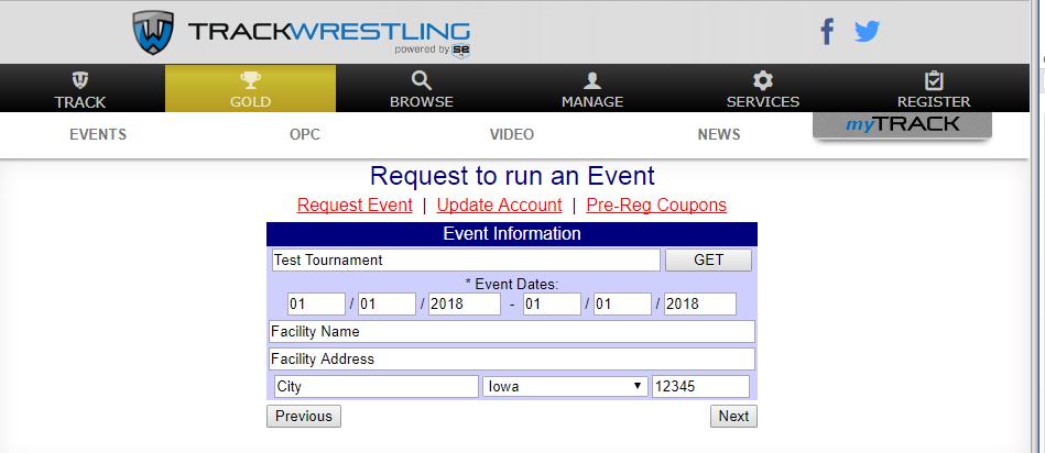 Setting up a Tournament on TrackWrestling 1. Go to TrackWrestling.com and select Register in the top menu. This will open up a drop down menu below. Here you will select To run a tournament. 2.