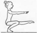 2. Without help, free leg on side: free leg must be raised at minimum 90 a) with a body movement: Free leg at minimum in horizontal line b) with amplitude: the thigh of the free leg at minimum 135 3.