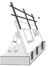Erecting Second Story Exterior Walls Guardrails: This method requires workers to attach guardrails to the main floor walls before they are erected.